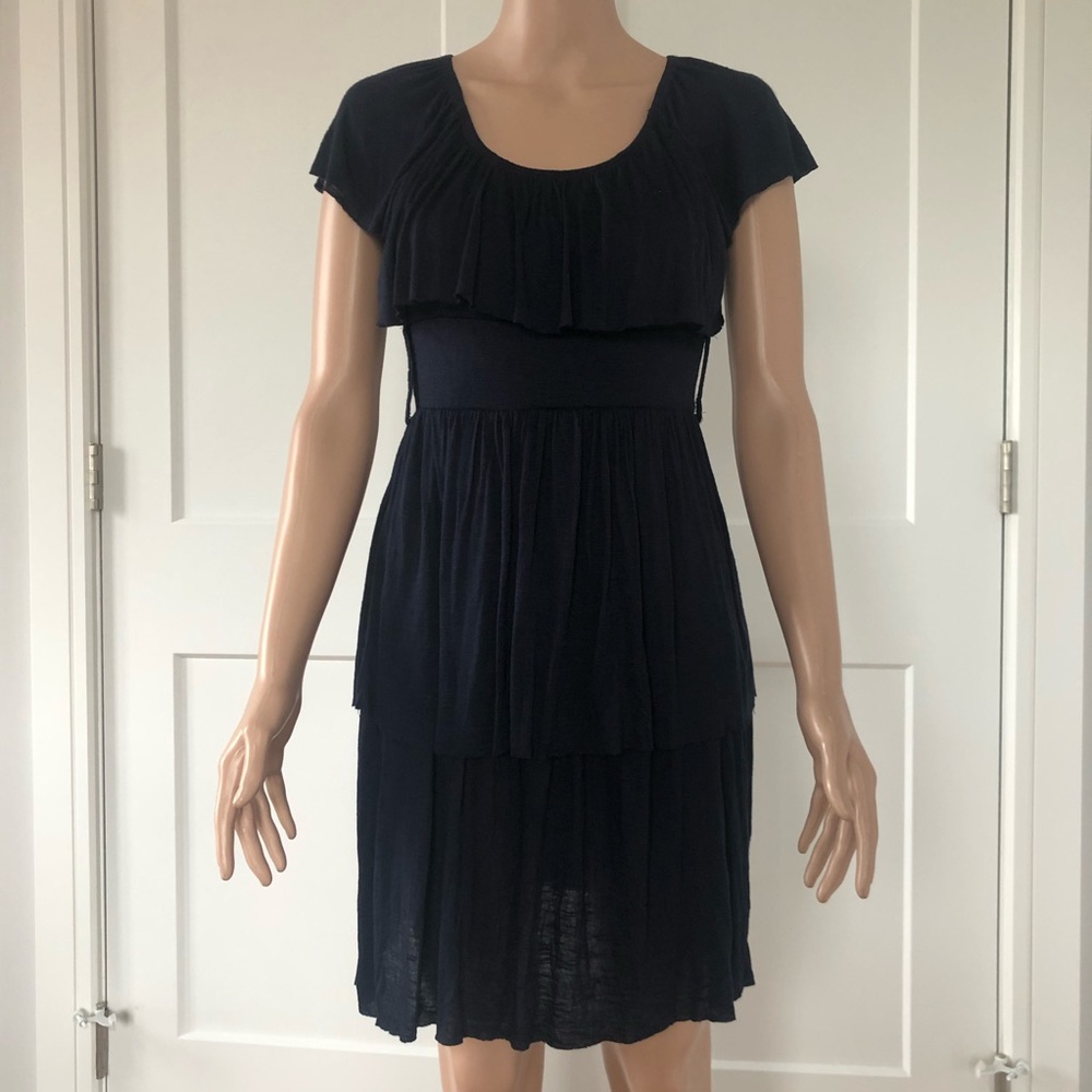 Urban Rose Navy Blue Off Shoulder Tier Dress Small